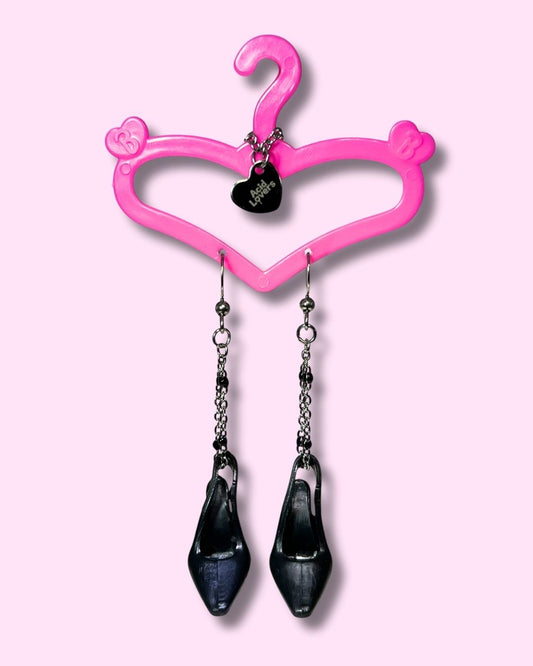 Aros Zapatos Barbie Negros taco aguja