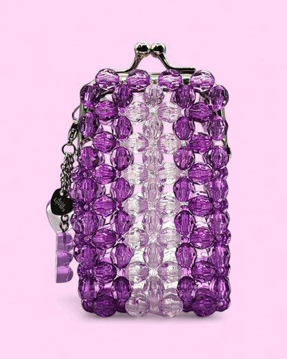 Mini Monedero de beads Amy hecho a mano - Morado y Transparente