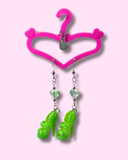 Aros Zapatos Barbie Verde Flores