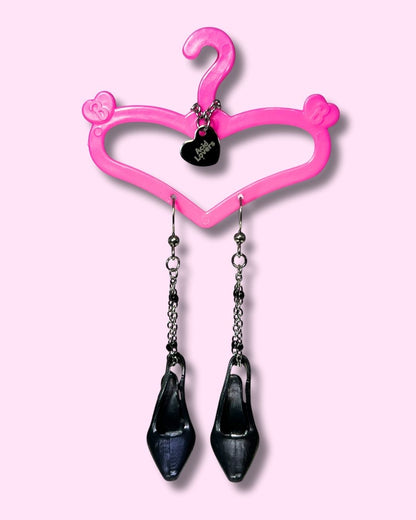 Aros Zapatos Barbie Negros taco aguja