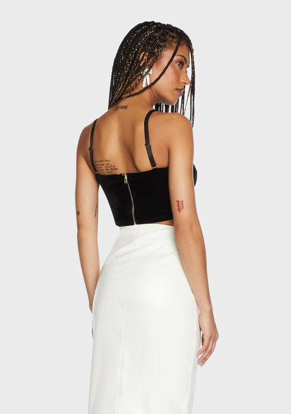 Crop Top Velvet Black