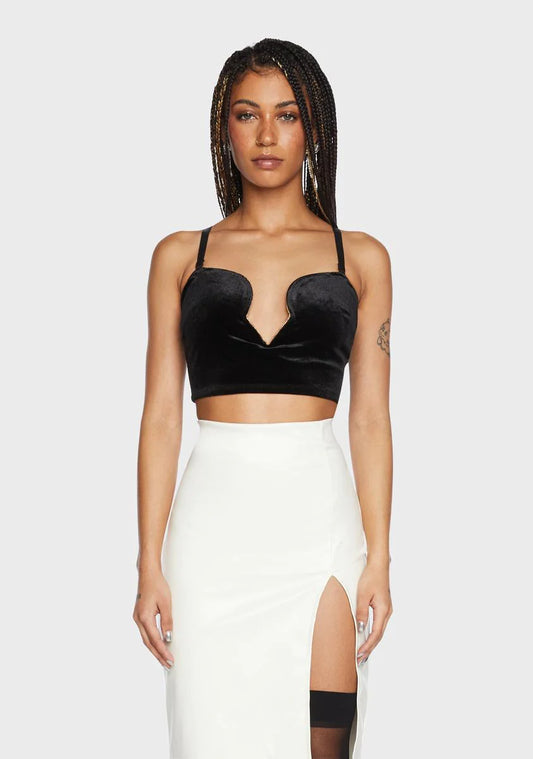 Crop Top Velvet Black