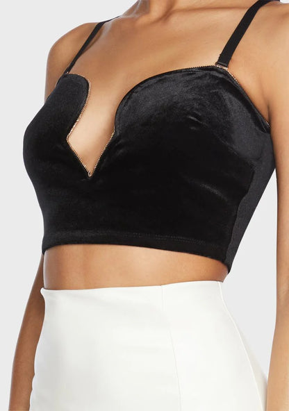 Crop Top Velvet Black