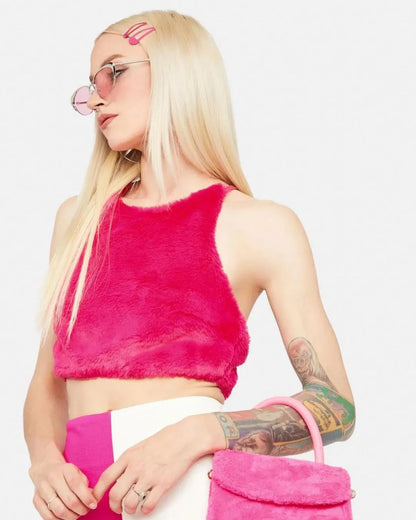 Top Crop Peludo Pink
