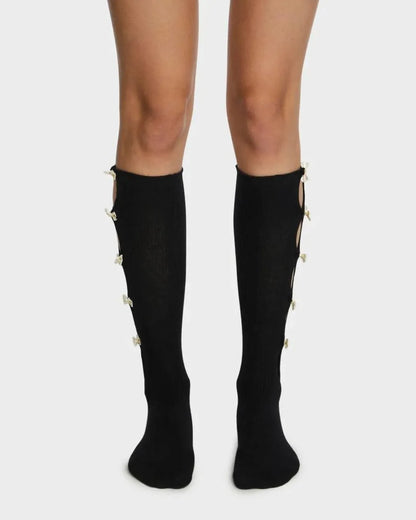 Calcetines altos con lazos