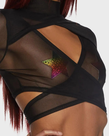 Top Crop Cruzado Flecos Arcoiris