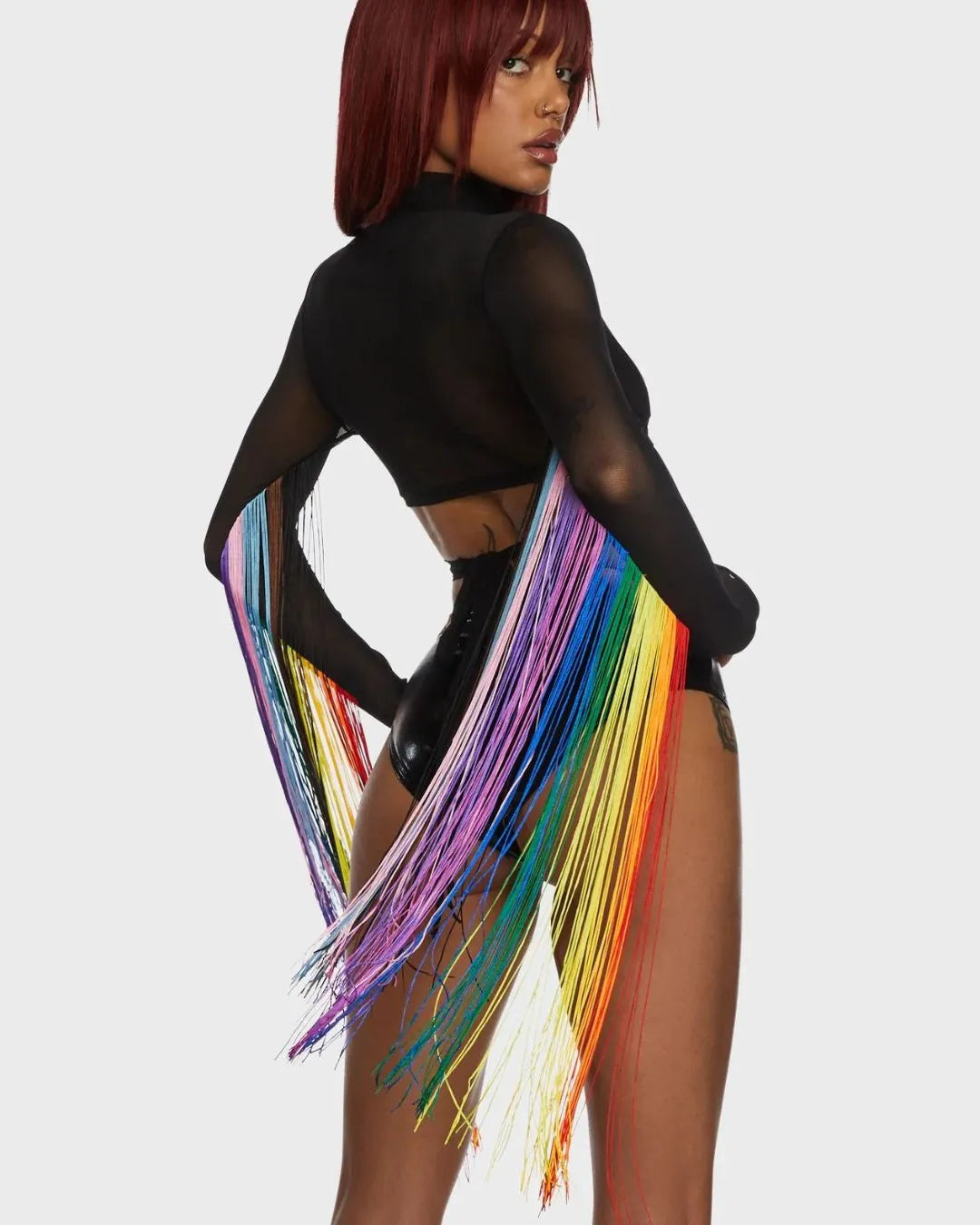 Top Crop Cruzado Flecos Arcoiris
