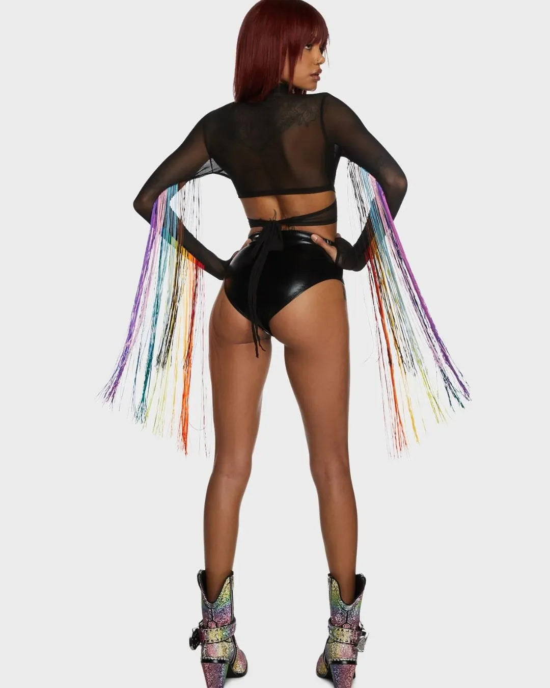 Top Crop Cruzado Flecos Arcoiris